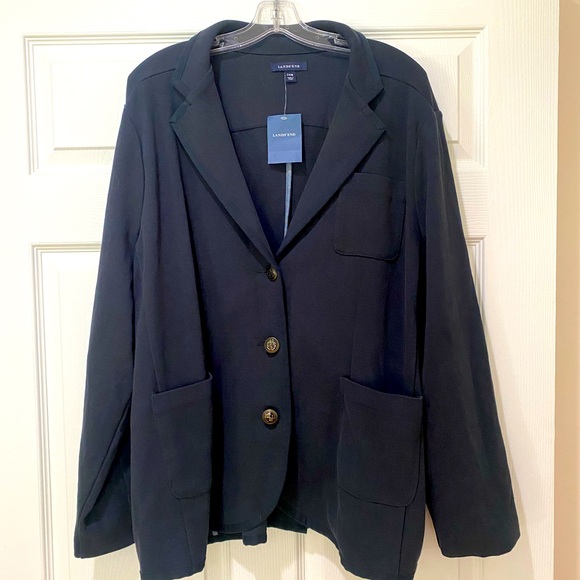 Lands' End Jackets & Blazers - NEW Land’s End Double Knit Blazer Jacket Navy Blue 24W NWT